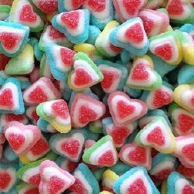 Coeurs 3D assortis sucrés vendu par 100G